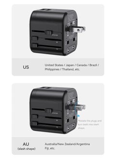 Usams 20W Universal Travel Adapter Universal Charger International Adapter For 200+ Countries Power Adapter Power Plug Wall Charger AC Power Adapter with Dual USB Charging  - Image 4