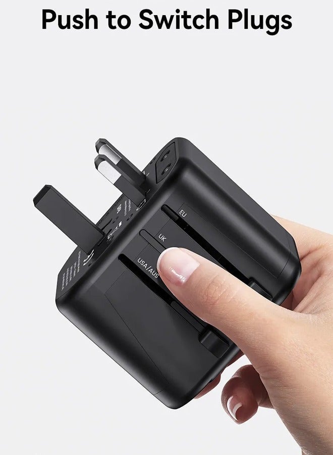 Usams Universal All in One International Travel Adapter 2026 – Charge Multiple Devices Anywhere with US/UK/EU/AU Plugs | PD 20W USB-C + Dual USB-A, Auto-Reset Fuse, Surge Protection & LED Indicator | Compatible with iPhone 16–8, Samsung Galaxy S25–S7, Google Pixel, Huawei, Xiaomi, OnePlus, Oppo, MacBook, iPad, Tablets, AirPods, Smartwatches | Safe & Certified for Worldwide Travel - Image 4