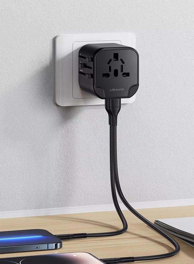 Usams Universal All in One International Travel Adapter 2026 – Charge Multiple Devices Anywhere with US/UK/EU/AU Plugs | PD 20W USB-C + Dual USB-A, Auto-Reset Fuse, Surge Protection & LED Indicator | Compatible with iPhone 16–8, Samsung Galaxy S25–S7, Google Pixel, Huawei, Xiaomi, OnePlus, Oppo, MacBook, iPad, Tablets, AirPods, Smartwatches | Safe & Certified for Worldwide Travel - Image 5