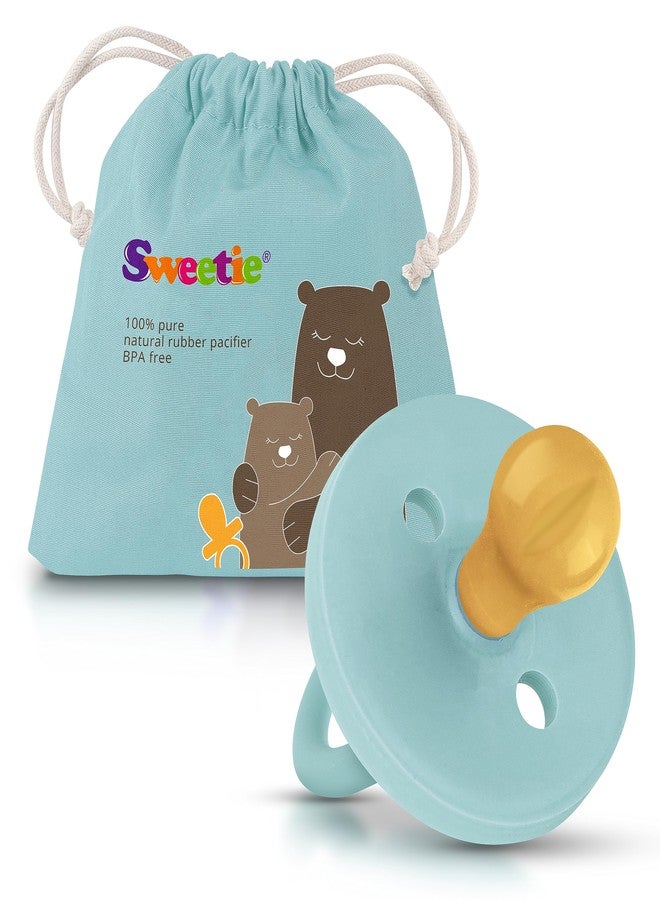 SWEETIE Rubber Turquoise Pacifier Natural Rubber Pacifier Rounded (12-18 Month, Turquoise) - Image 1