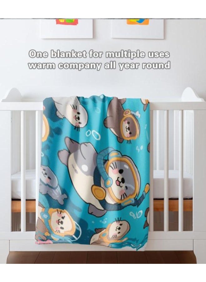 عام بطانية رقيقة من الفانيلا الكرتونية للأطفال والرضع (دافئة ومريحة، ومناسبة للنوم والألعاب) 70 سم * 100 سم - Image 2