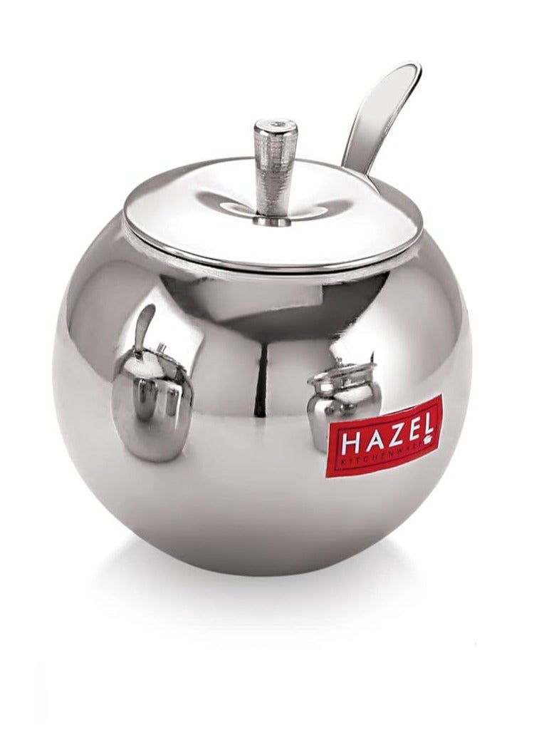 هايزل حاوية زيت وسمن ستانلس ستيل من هازل مع ملعقة للمطبخ | حاوية زيت متعددة الأغراض بسعة 320 مل - Image 1