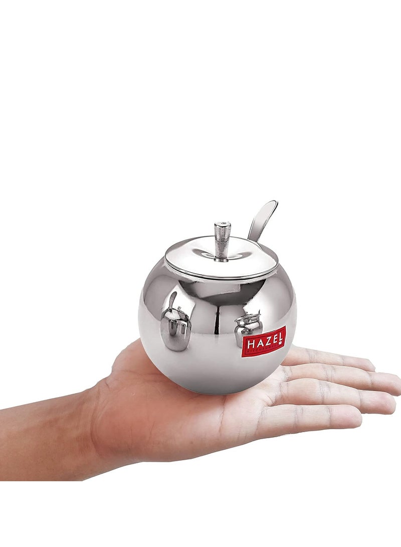 هايزل حاوية زيت وسمن ستانلس ستيل من هازل مع ملعقة للمطبخ | حاوية زيت متعددة الأغراض بسعة 320 مل - Image 5