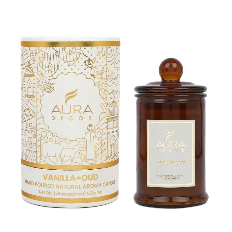 AURA DECOR AuraDecor Scented Tomb Lid Jar Candle Organic Aroma Candles Soy Wax AromaticAromatherapy Fragrance Votive Candle Vanilla Oud - Image 3