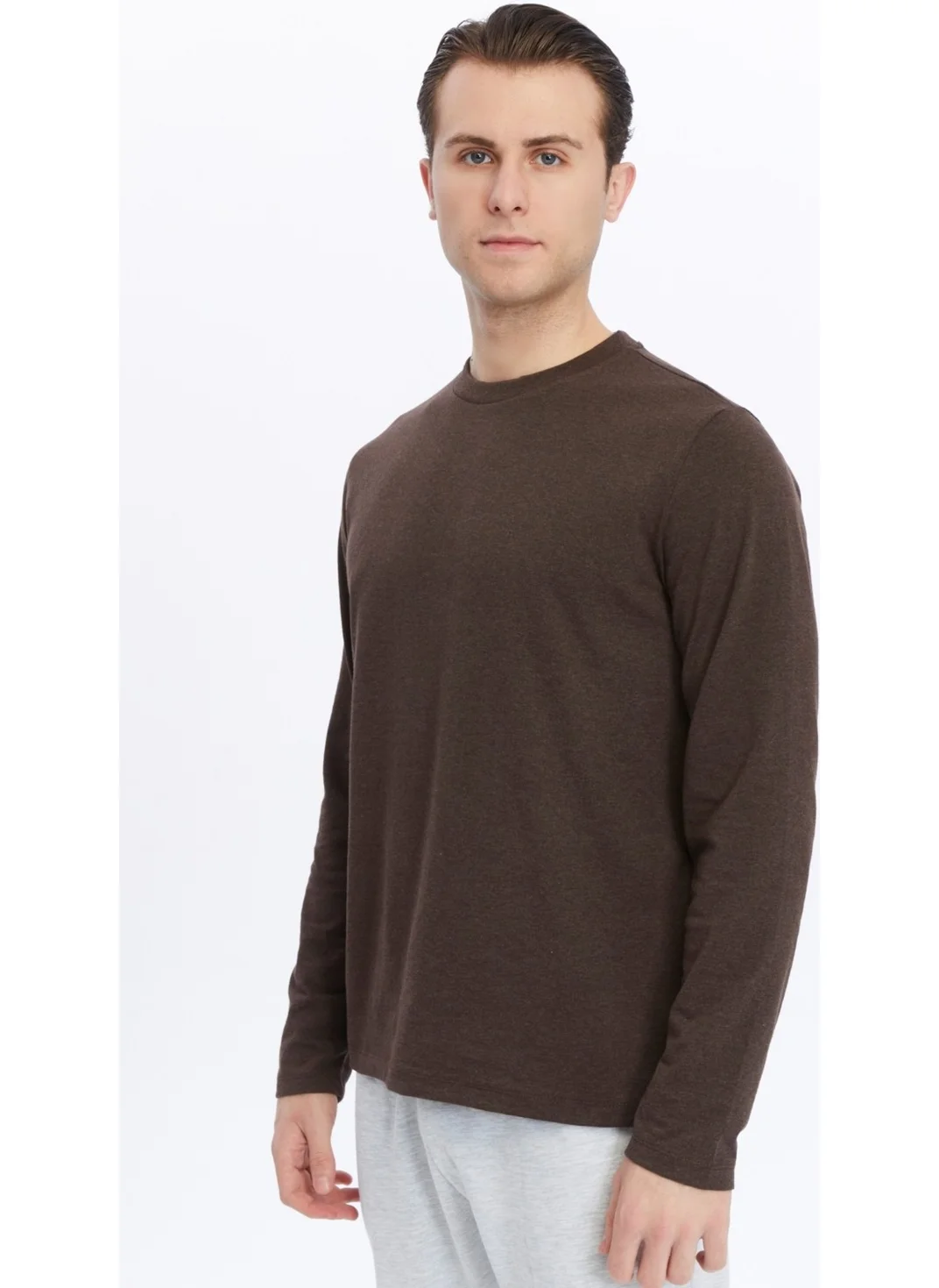 Defy'S Men's Long Sleeve Crew Neck T-Shirt Indigo