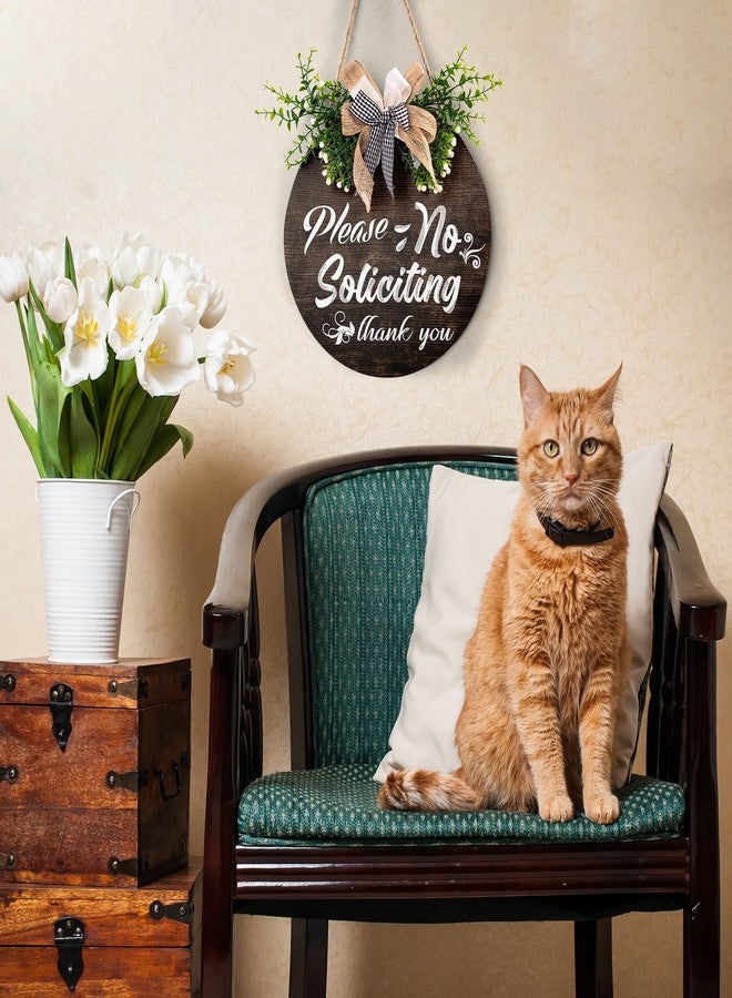 Harooni لافتة "ممنوع التسول" مرحة مع فيونكة بنقشة مربعات الجاموس - علاقة باب بطول 12 بوصة لتزيين الشرفة الأمامية للمنزل الريفي في جميع الفصول - Image 4