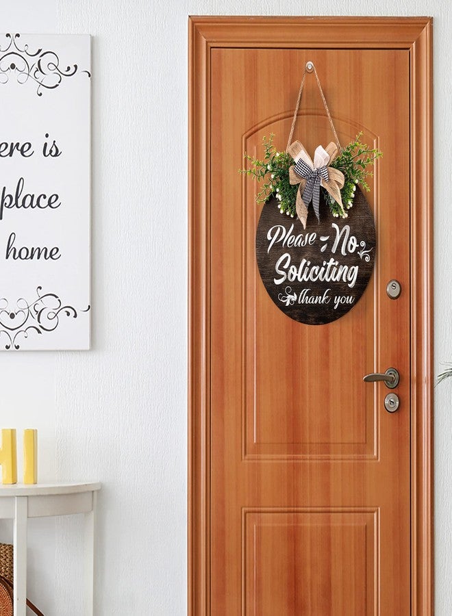 Harooni لافتة "ممنوع التسول" مرحة مع فيونكة بنقشة مربعات الجاموس - علاقة باب بطول 12 بوصة لتزيين الشرفة الأمامية للمنزل الريفي في جميع الفصول - Image 5