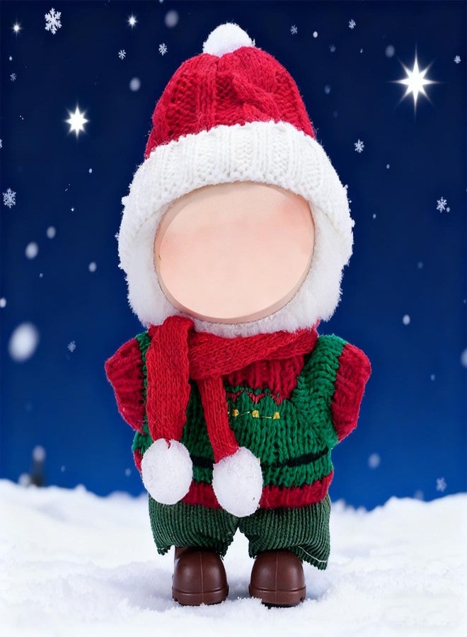 SHUOXUKE Christmas 17cm Doll Clothes Set(No Doll),4-Piece Christmas Outfit for 17cm Doll, 6.7 inch Christmas Clothes with Fashion Santa Hat + Scarf+Sweaters+Pants Green188 - Image 4