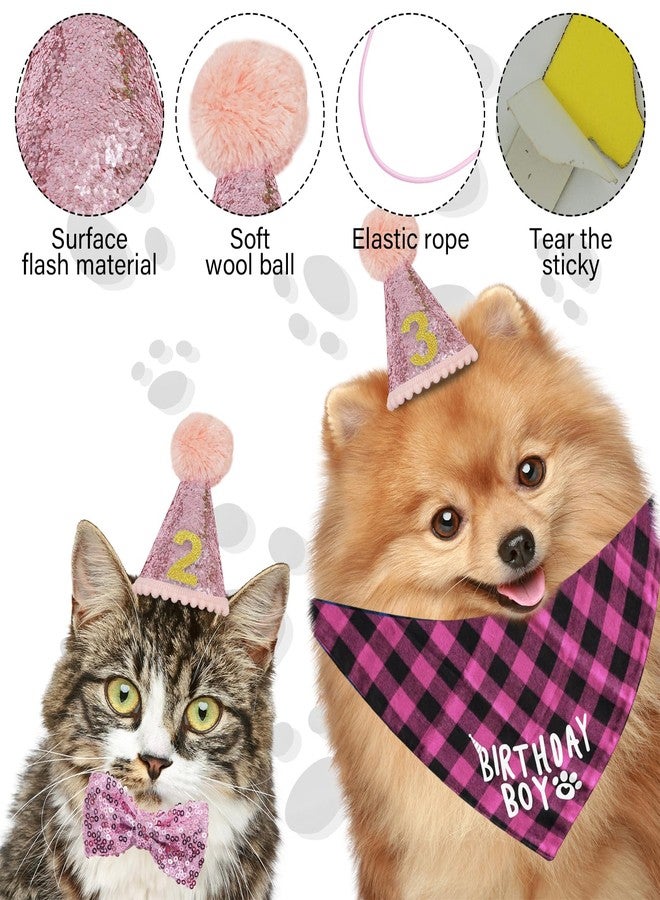 CUXFLS Dog Birthday Scarf and Triangle Hat with Cute Bow Tie and 0-9 Golden Number Stickers. Suitable for Small, Medium and Large Pets PK - Image 3