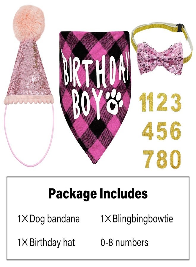 CUXFLS Dog Birthday Scarf and Triangle Hat with Cute Bow Tie and 0-9 Golden Number Stickers. Suitable for Small, Medium and Large Pets PK - Image 2