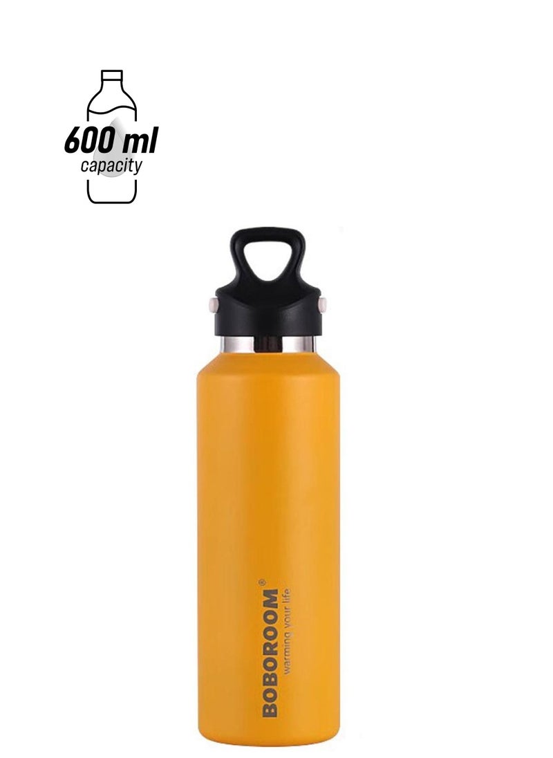 TYCOM Thermal isulated Water Bottle 600 ML Stainless Steel Double Wall Vacuum insulated Water Bottles for Hot Cold Water Gym Bottle Flask Bottle Screwless Yellow.  - Image 1