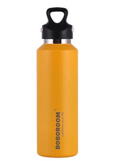 Thermal isulated Water Bottle 600 ML Stainless Steel Double Wall Vacuum insulated Water Bottles for Hot Cold Water Gym Bottle Flask Bottle Screwless Yellow.