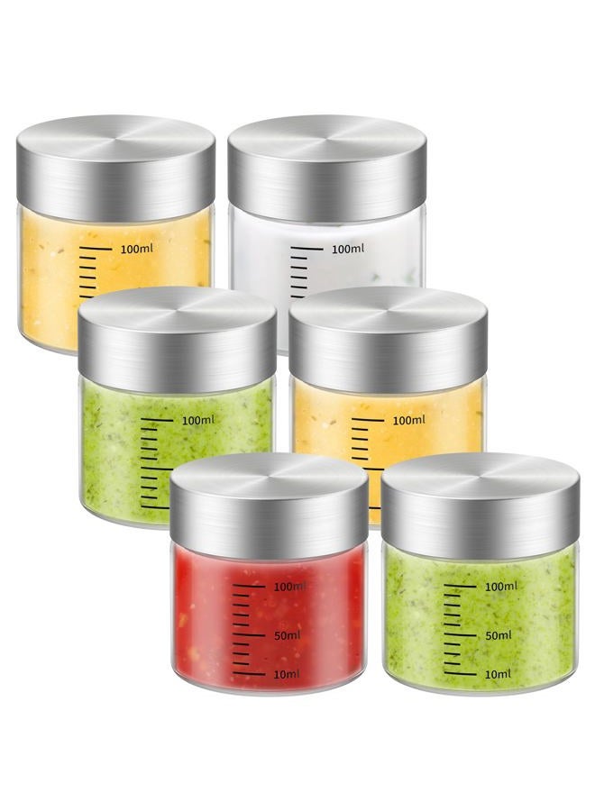 CWHHRN 4 Oz Glass Bottles, 6 Pack Glass Jar with Lid, Borosilicate Glass, Stainless Steel Lids for Juicing, Smoothies, Water Bottles, Food Storage, Shaker Bottles - Image 1