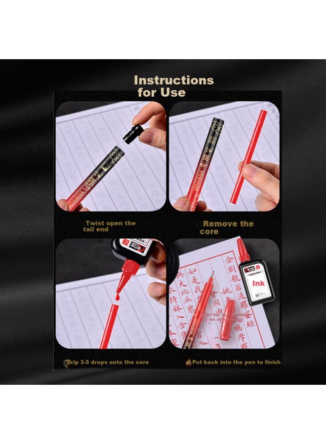 Genvana Cloud Kai Red Calligraphy Pen Set For Practice And Signature, 12 Pens G-09390-003 - Image 2