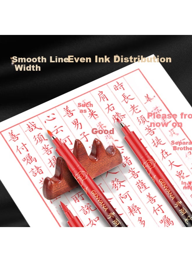 Genvana Cloud Kai Red Calligraphy Pen Set For Practice And Signature, 12 Pens G-09390-003 - Image 4