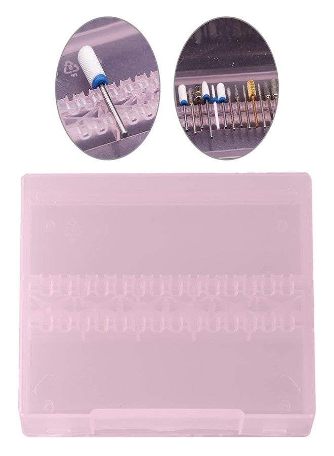 Luatoxry Nail Drill Bit Case, 14 Holes Nail Drill Bit Storage Box, 3.9x3.0x0.5in Drills Bits Display Storage Box, Plastic Nails Bits Holder for Salon and Home Store Grinding Heads - Image 3
