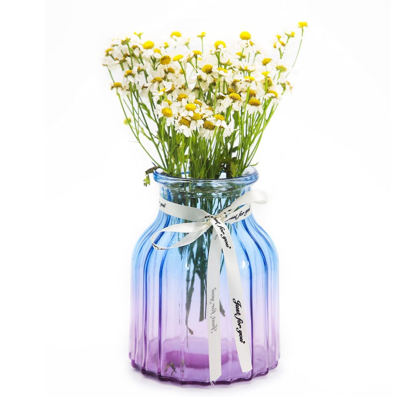 OFFIDIX Glass Vase Gradient Multicolor Flower Vase for Weddings Events Decorating Arrangements Flowers Office or Home Decor