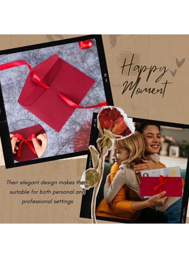 كيلا مظاريف هدايا حمراء عتيقة مع شريط، 10 قطع حامل نقود وبطاقات هدايا مخصصة لدعوات المهرجانات وبطاقات المعايدة - Image 5