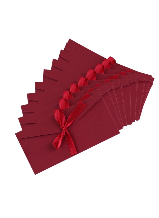 كيلا مظاريف هدايا حمراء عتيقة مع شريط، 10 قطع حامل نقود وبطاقات هدايا مخصصة لدعوات المهرجانات وبطاقات المعايدة - Image 1