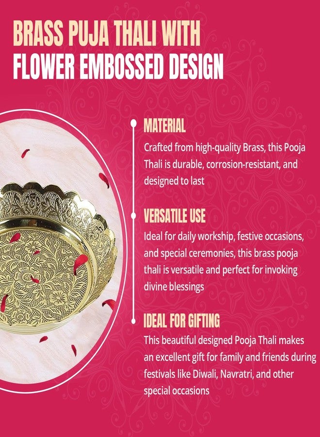 كلاسيك صينية بوجا/بهوج صغيرة كلاسيكية من النحاس الأصفر للمعابد، مزينة بنقوش زهور، لتزيين المنزل والمعابد وتقديمها كهدية (ذهبي، 5.25 بوصة) - Image 5