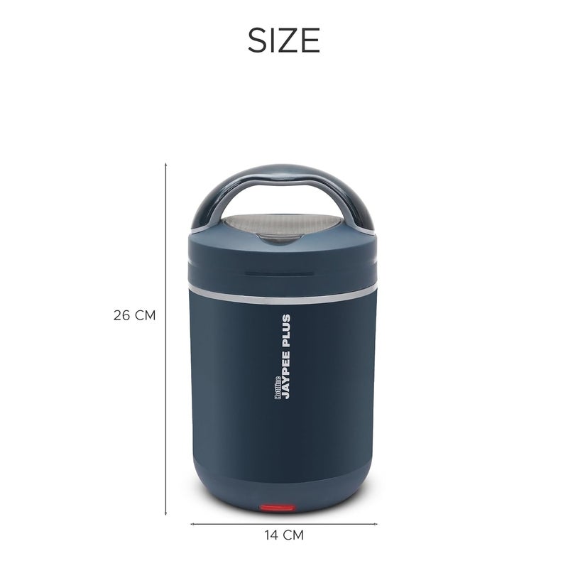 JAYPEE PLUS صندوق غداء كهربائي من هوتلاين 3-320X3 مل من الفولاذ المقاوم للصدأ للرجال والنساء | تصميم مضاد للصدمات | خالي من BPA | إعادة تسخين الطعام في 30 دقيقة | حقيبة ملائمة لكابل الطاقة | ترموستات مدمج، أزرق داكن - Image 5