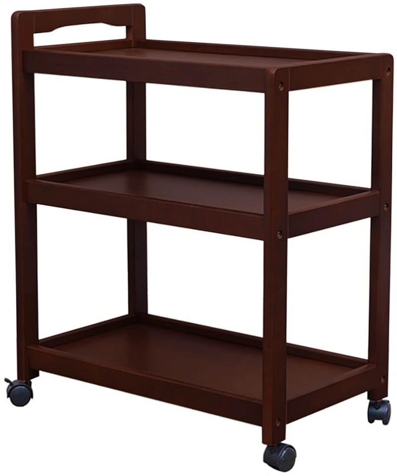 ADVRZO 3 Tier Serving Cart Wooden Food Beverages Kitchen Trolley for Kitchen Living Room with Wheels - Image 2