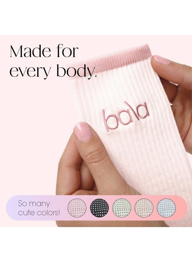 Bala High Sock with Grips - Classic Crew Slip-Free High Socks Designed for Yoga, Pilates, Barre & Home Workouts - Lightweight, Blush, M - Image 5