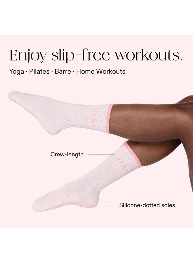Bala High Sock with Grips - Classic Crew Slip-Free High Socks Designed for Yoga, Pilates, Barre & Home Workouts - Lightweight, Blush, M - Image 3