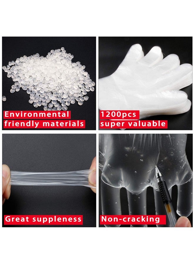 Bymore BYMORE 1200 Pcs Disposable Poly Plastic Gloves Bulk, BPA & Latex Free Clear Food Safe Gloves for Kitchen Food Prep Food Service Food Handling Cooking Cleaning, One Size Fits Most - Image 2