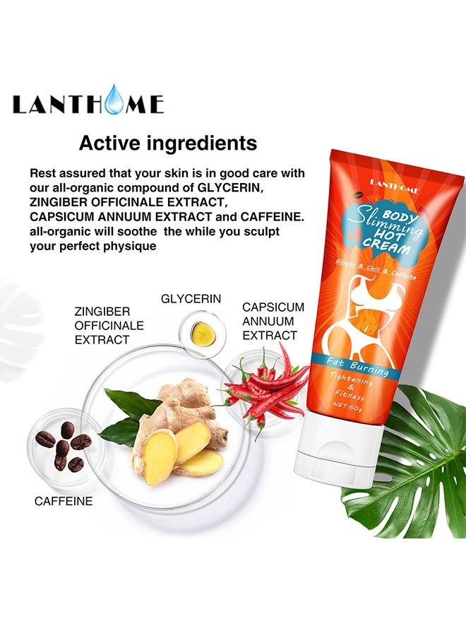 Lanthome Body Slimming Hot Cream, Cellulite Slimming And Firming Cream, Abdominal Fat Burner, Deep Tissue Massage And Muscle Relaxant For Shaping Waist, Abdomen And Buttocks-60G - Image 2