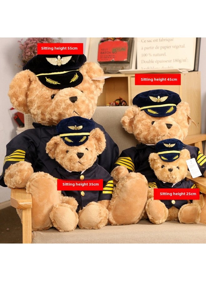 Captain Bear Stewardess Bear Pilot Doll Plush Toy Uniform Small Air China Doll Logo-Color:Captain Bear-Height:About 30cm - Image 4