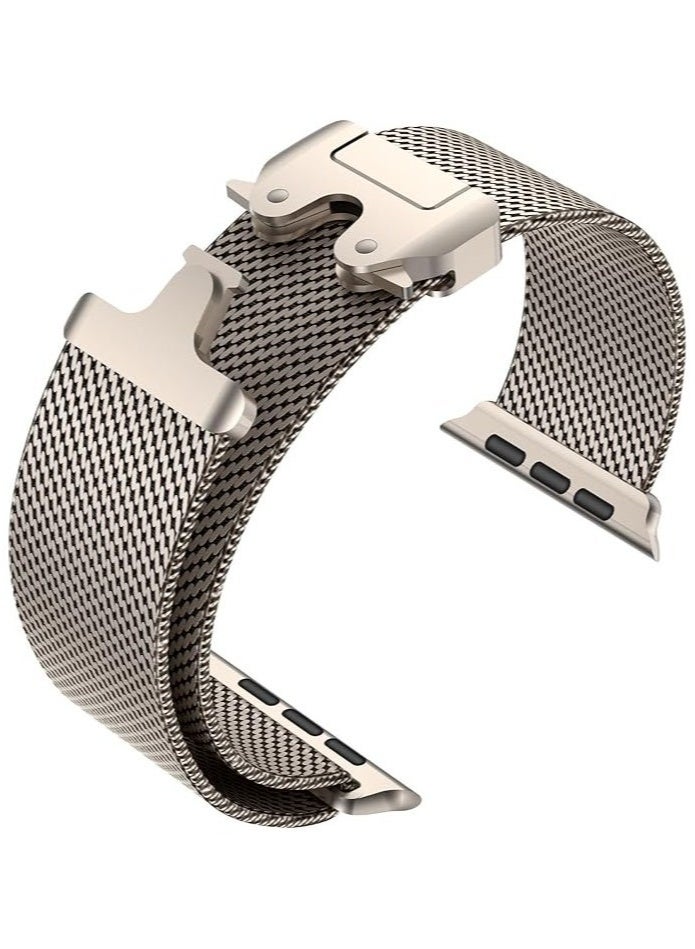 Arabest for Apple Watch Metal Bands Ultra 2 49mm 46mm Series 10, 1:1 Stainless Steel Mesh Loop with Parachute-style Metal Buckle for Apple Watch Series 7 8 9 45mm Series 6 5 4 44mm, Titanium  - Image 3