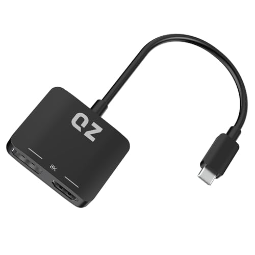 QZ [8K, DisplayPort+HDMI] QZ DisplayPort to Type C, USB C to DisplayPort and HDMI, Single Display 8K 30Hz or Dual Display 4K/60Hz for USB-C PC, Laptop and Phones - Image 1