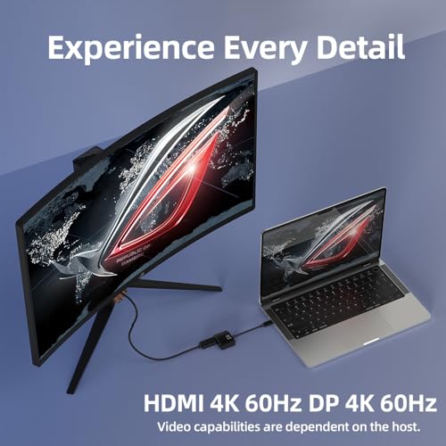 QZ [8K, DisplayPort+HDMI] QZ DisplayPort to Type C, USB C to DisplayPort and HDMI, Single Display 8K 30Hz or Dual Display 4K/60Hz for USB-C PC, Laptop and Phones - Image 4