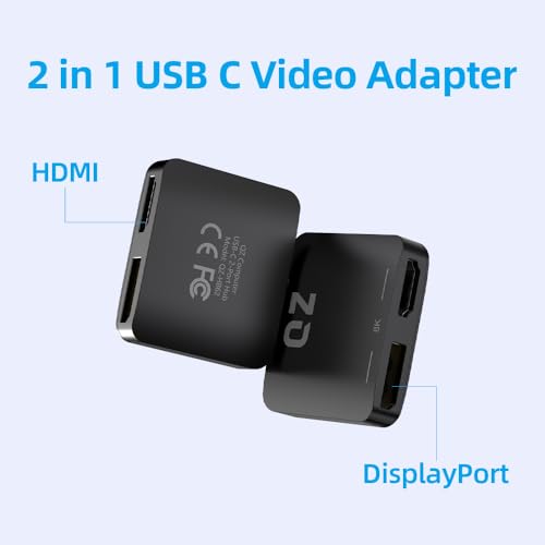 QZ [8K, DisplayPort+HDMI] QZ DisplayPort to Type C, USB C to DisplayPort and HDMI, Single Display 8K 30Hz or Dual Display 4K/60Hz for USB-C PC, Laptop and Phones - Image 3