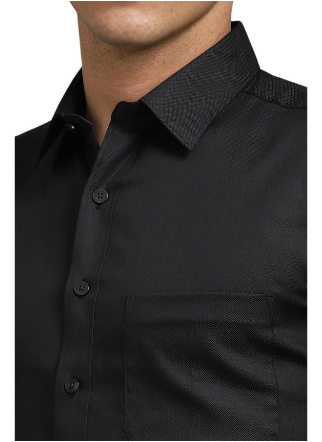 LOUIS PHILIPPE - Louis Philippe Men's Solid Slim Fit Shirt (LPSFMSLPK37603_Black - Image 1