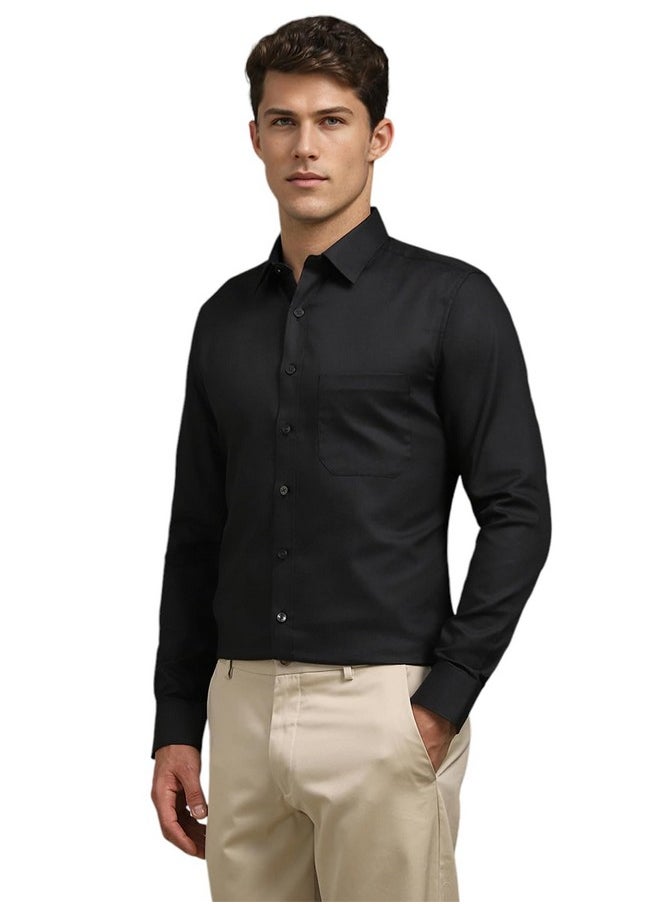 LOUIS PHILIPPE - Louis Philippe Men's Solid Slim Fit Shirt (LPSFMSLPK37603_Black - Image 1