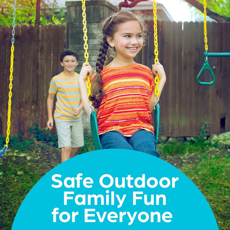 Jungle Gym Kingdom Swing for Outdoor Swing Set  Pack of 1 Swing Seat Replacement Kit with Heavy Duty Chains  Backyard Swingset Playground Accessories for Kids Green - Image 3
