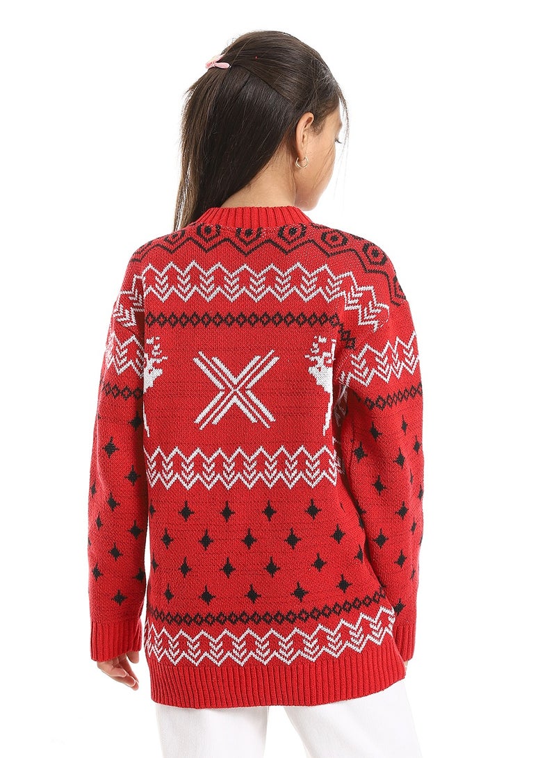 Caesar Girls Wool Pullover With Mutlicolour Design  - Image 4