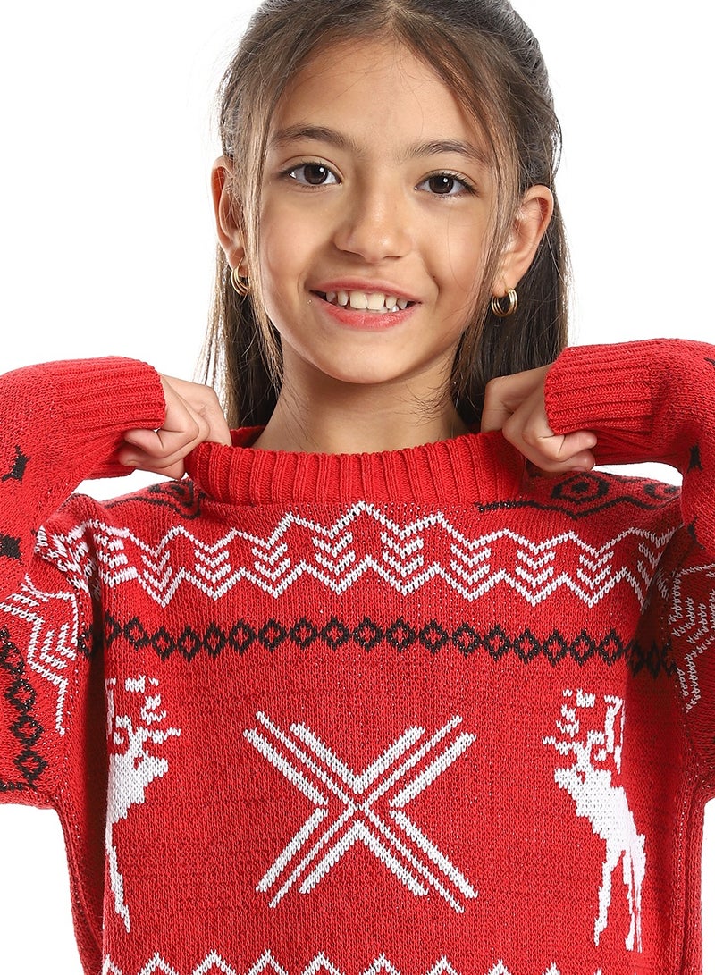 Caesar Girls Wool Pullover With Mutlicolour Design  - Image 3