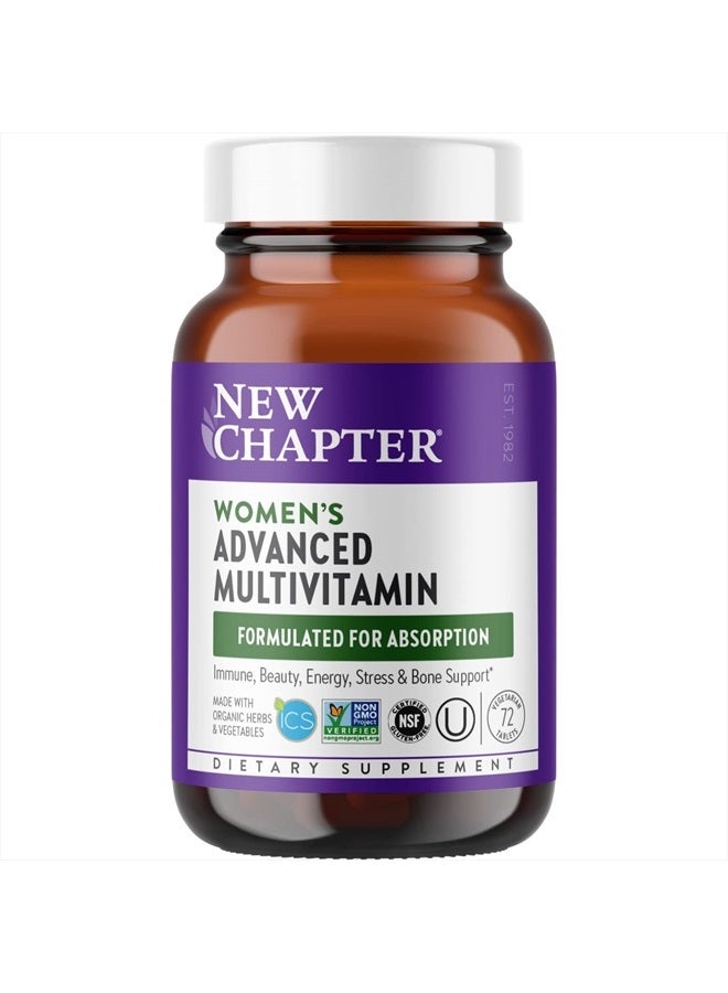 New Chapter Women's Multivitamin Advanced Formula for Stress, Bone, Immune, Beauty & Energy Support, Higher Levels of Whole-Food Fermented Essential Nutrients for Women + Iron + Vitamin D3, 72 Count - Image 1
