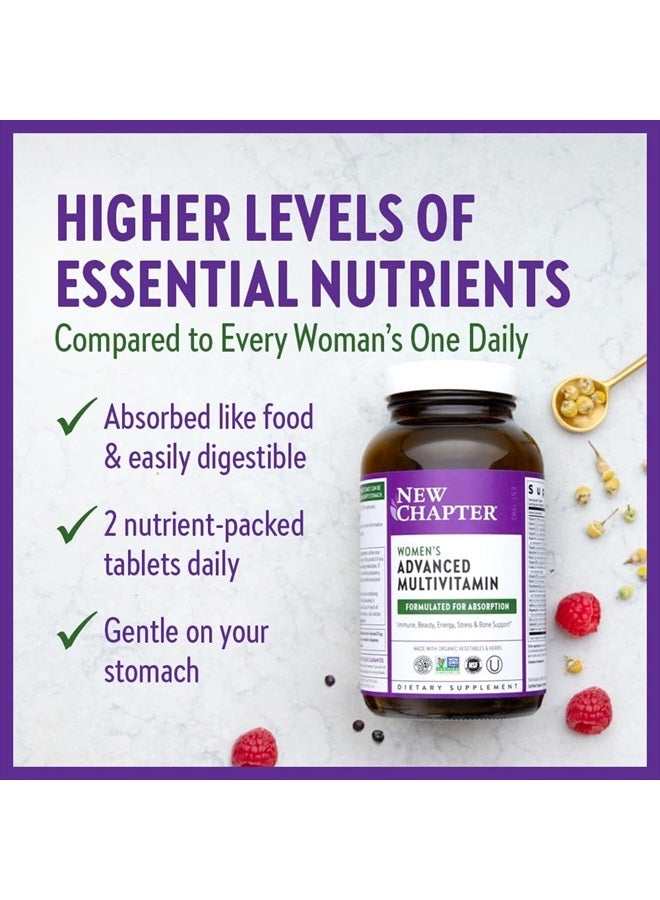 New Chapter Women's Multivitamin Advanced Formula for Stress, Bone, Immune, Beauty & Energy Support, Higher Levels of Whole-Food Fermented Essential Nutrients for Women + Iron + Vitamin D3, 72 Count - Image 4