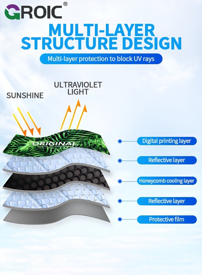 GROIC Car Windshield Cover for Sun Protection, Extra Large Foldable Windshield Cover, Protects Windshield and Wipers Against Sunshade, Heat, Dust Fits Most Cars and SUV (56.3" x 36.6") - Image 4