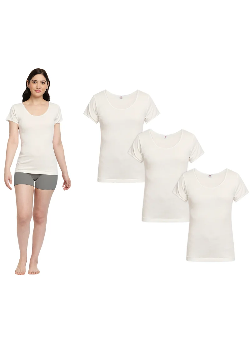BYC WOMEN'S COTTON UNDERSHIRT (PACK OF 3) - IVORY