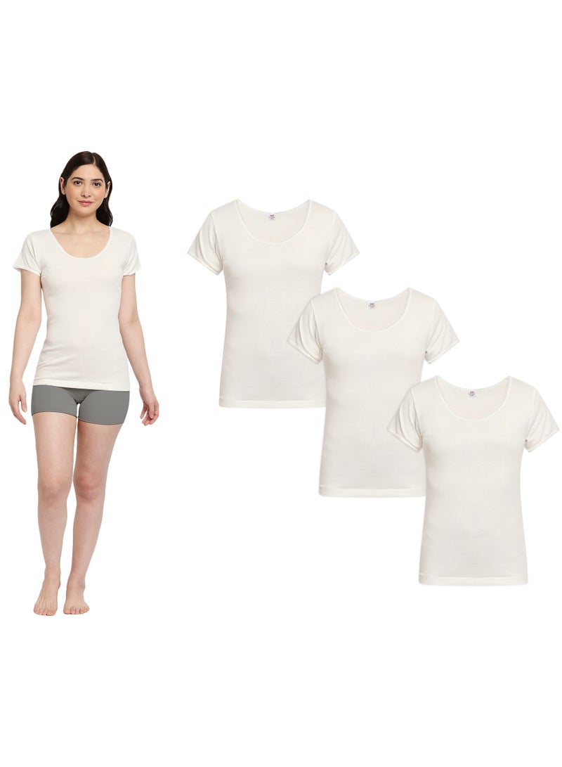 BYC WOMEN'S COTTON UNDERSHIRT (PACK OF 3) - IVORY - Image 1