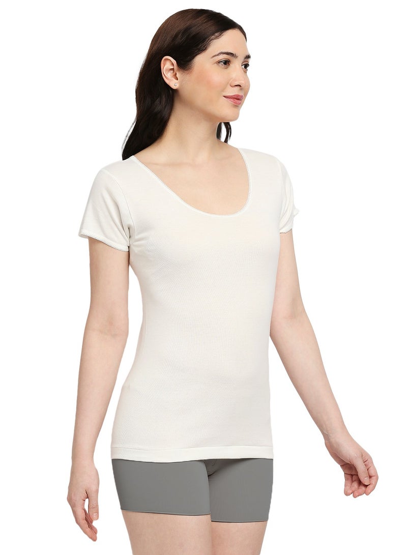 BYC WOMEN'S COTTON UNDERSHIRT (PACK OF 3) - IVORY - Image 5