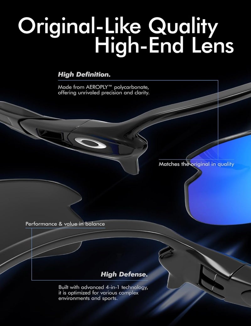 SAUCER Premium Replacement Lenses & Rubber Kits for Oakley Flak 2.0 OO9295 Sunglasses - Carbon Black Polarized - Image 5