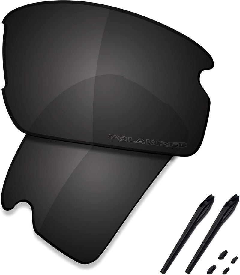 SAUCER Premium Replacement Lenses & Rubber Kits for Oakley Flak 2.0 OO9295 Sunglasses - Carbon Black Polarized - Image 1