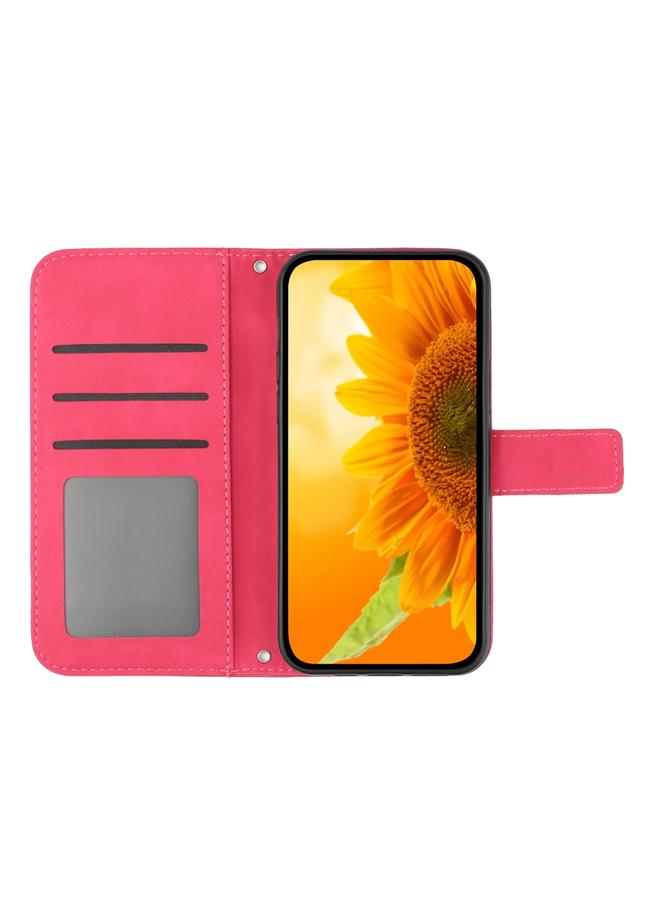 S-TOP Case For Infinix Note 11 Skin Feel Sun Flower Pattern Flip Leather Phone Case with Lanyard - Image 3