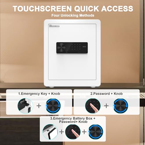 Emasme Safe Box, Home Safe with Fireproof & Waterproof Bag for Money Cash Documents Personal Safes Box Small Safes for Home Office Dorm with Digital Electronic Keypad & Removable Shelf (2.0 Cubic Feet White) - Image 4